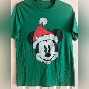 Green Mickey Mouse Christmas T-Shirt. Small (runs like YXL)